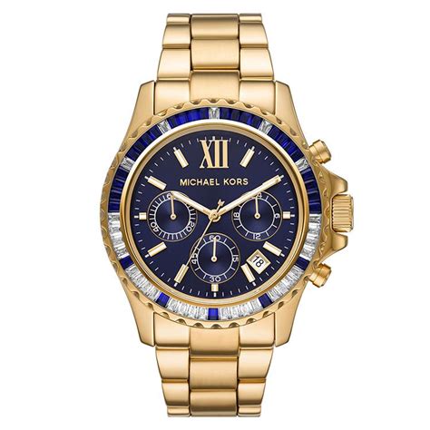 michael kors horloge dames goud met blauw|siebel Michael Kors horloge.